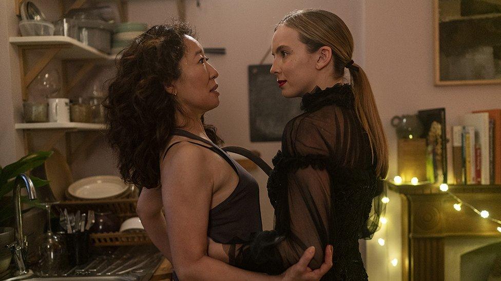 Sandra Oh and Jodie Comer as Eve and Villanelle