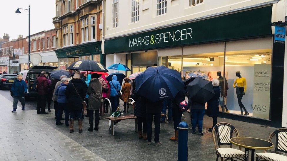 The protest outside Felixstowe's Marks & Spencer