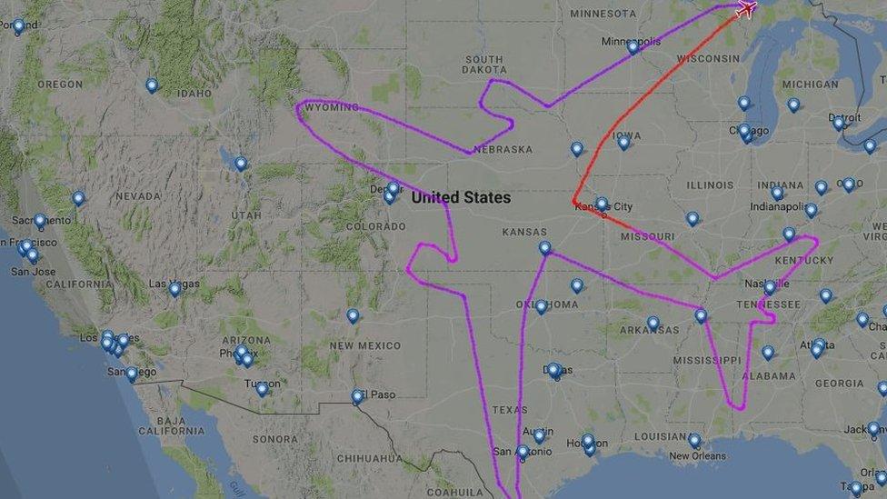 Image of Boeing flight BOE004 over America