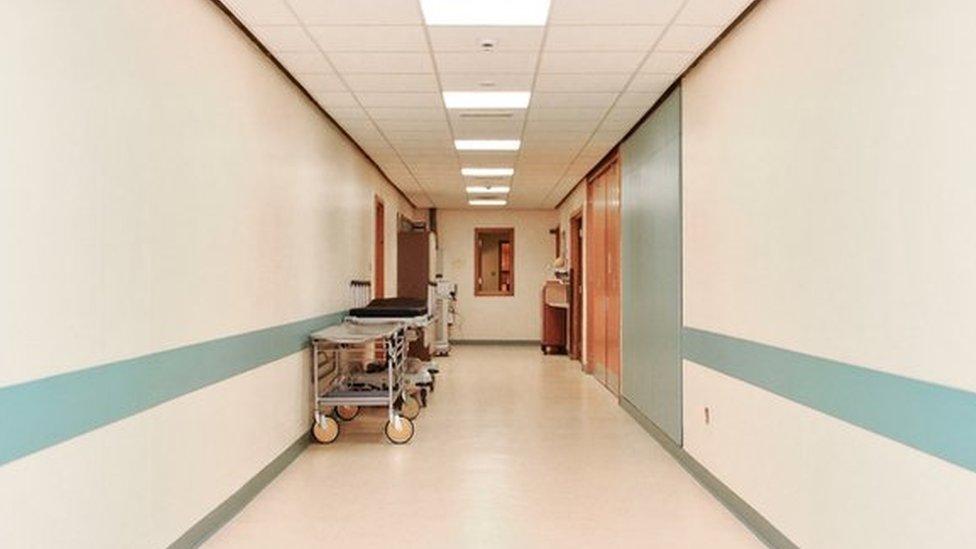 An empty hospital corridor