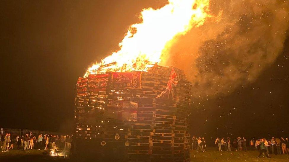 Bonfire in the Creggan area of Derry on 15 August 2023