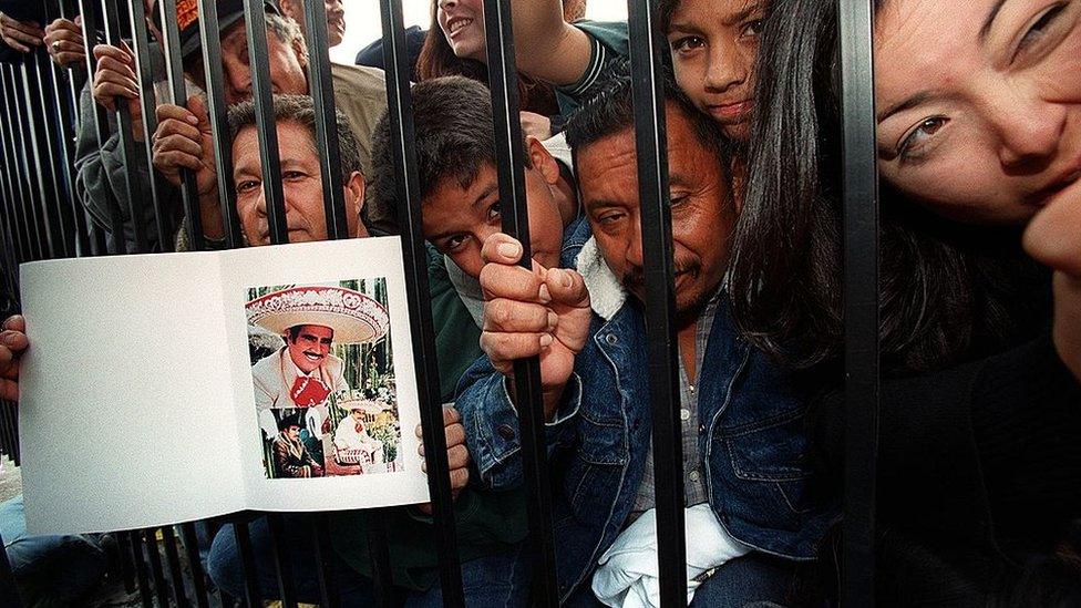 Fans of Vicente Fernández gather to watch him receive a star on the Hollywood Walk of Fame