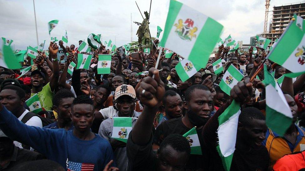 Protesters at Lekki Gate