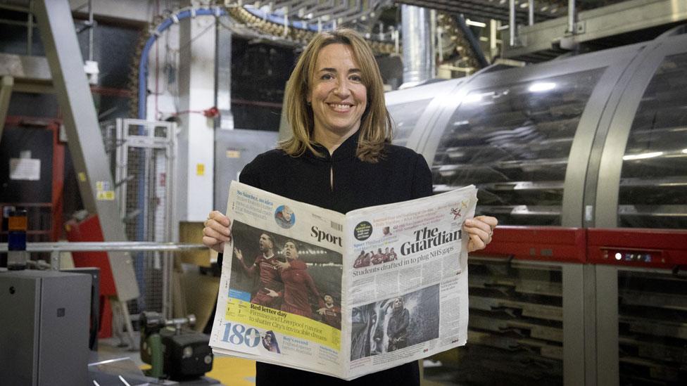 Katharine Viner, editor-in-chief, on the first day of the tabloid Guardian