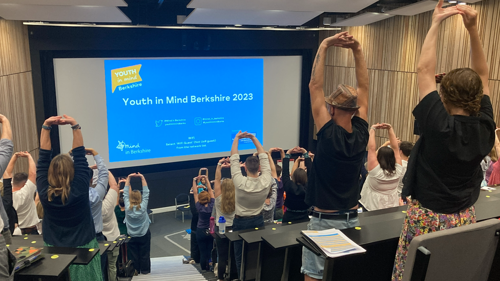 yoga session at Reading conference