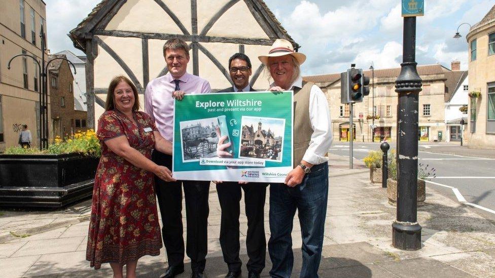 Pictured left to right: Melissia Barnett (Head of Museum and Heritage Services, Chippenham Town Council), Cllr Richard Clewer (Leader of Wiltshire Council), Terry Bracher (Heritage Services Manager, Wiltshire Council), Phil Harding (from Wessex Archaeology and a popular member of the former Channel 4 Time Team programme)