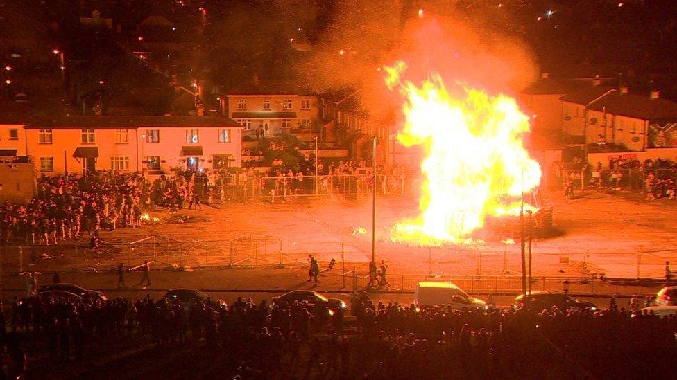 Bonfire in the Bogside area