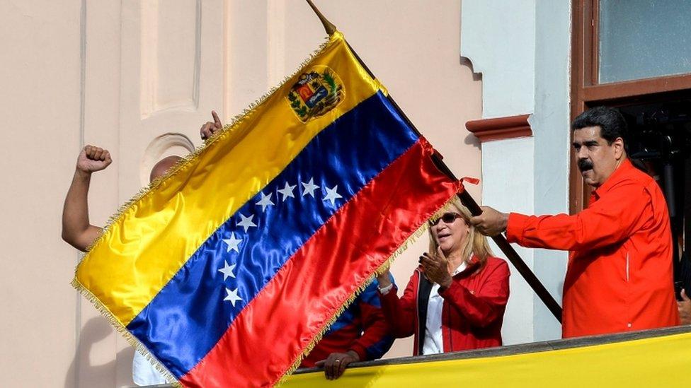 Nicolás Maduro rallied supporters at the presidential palace