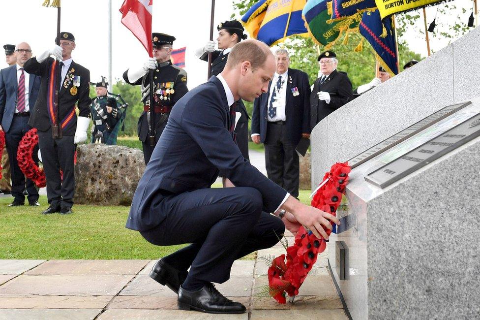 The Duke of Cambridge lays a wreath