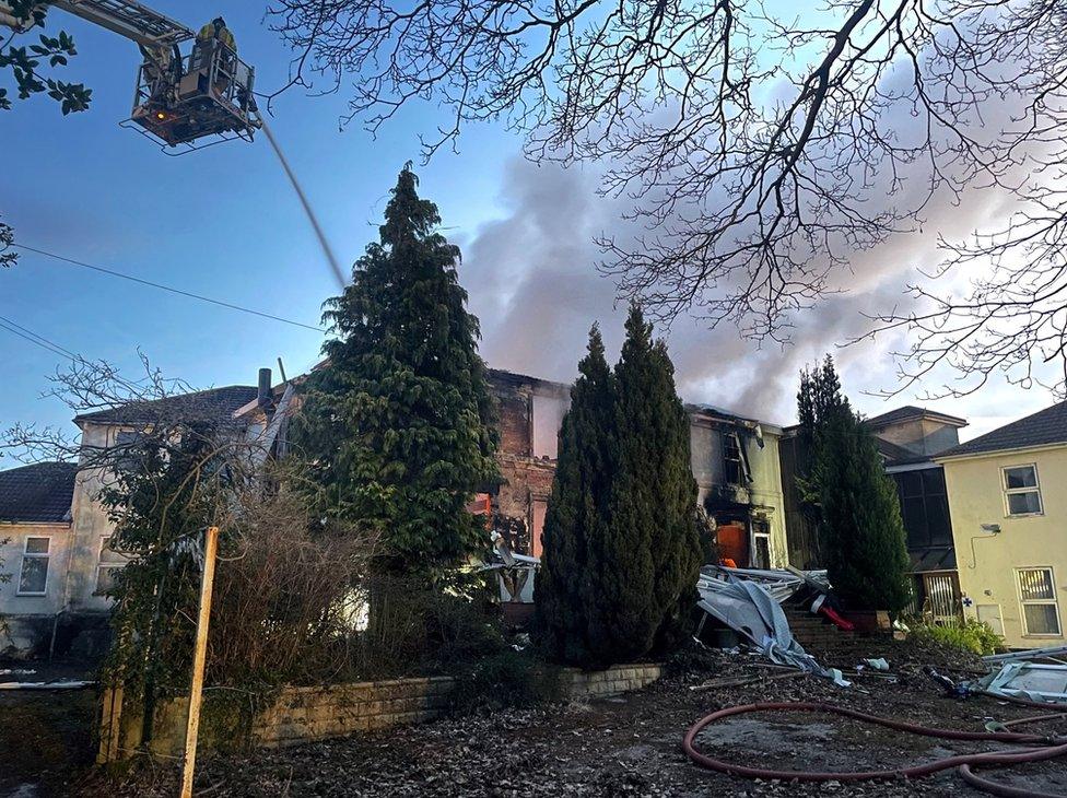 Fire at a derelict building on Sherwood Road, in Worksop, Nottinghamshire, on 19 February 2023