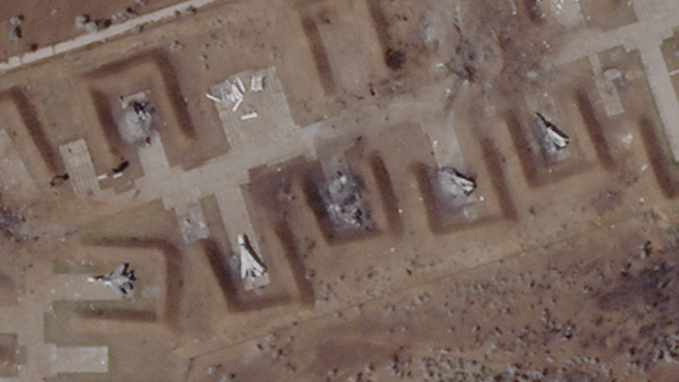 Saki military airbase after shot