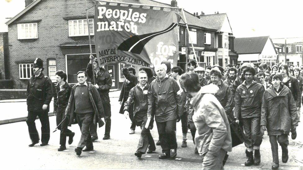 People on People's March for Jobs in 1981