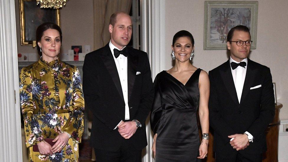 Duke and Duchess of Cambridge with Crown Princess Victoria and Prince Daniel