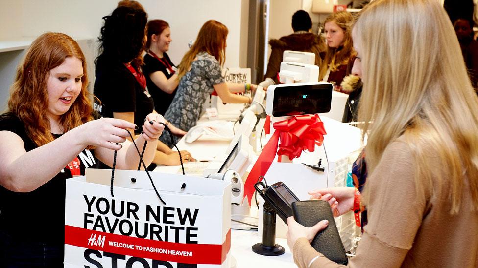 Woman shopping in H&M