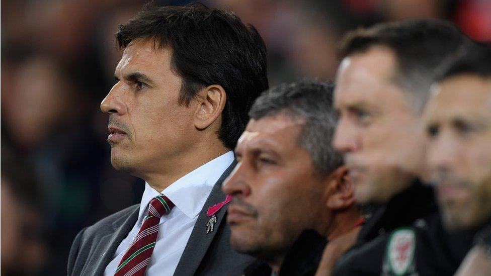 Chris Coleman watches match