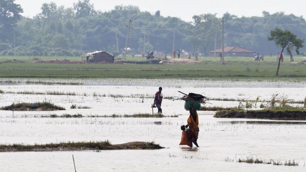 Flooded fields outside Kathmandu, Nepal (17 Aug 2017)