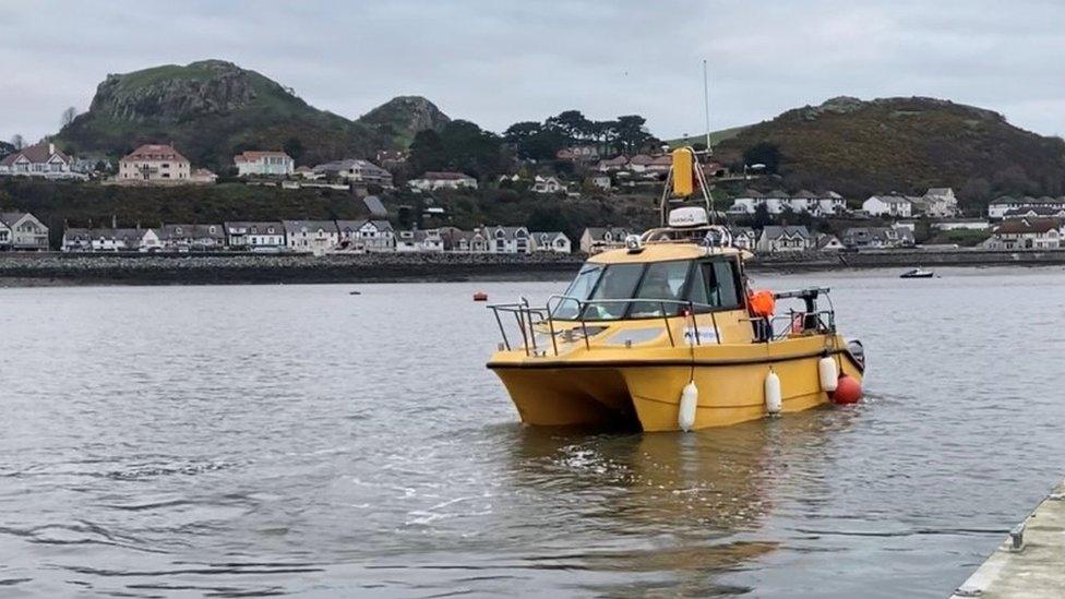 Survey boat leaving Conwy on Saturday