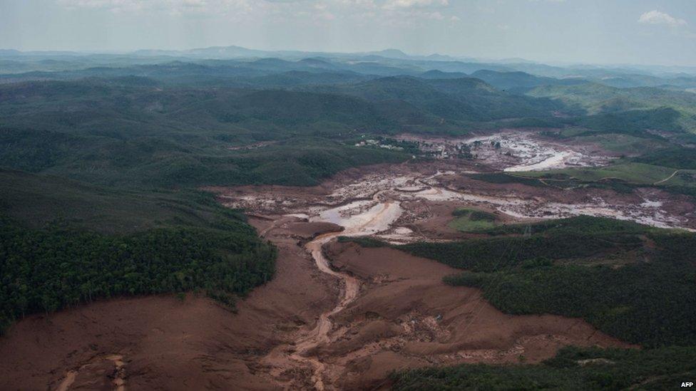 Village of Bento Rodrigues, destroyed by the collapse of the two dams