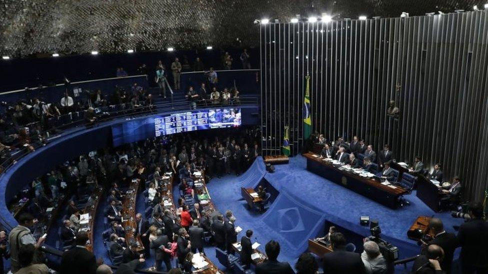 Brazil's Senate begins its final session in the impeachment trial of suspended President Dilma Rousseff, in Brasilia (31 August 2016)