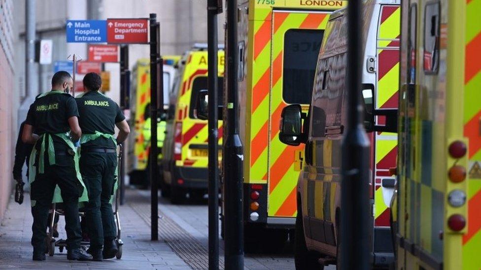 Ambulances at a hospital in London