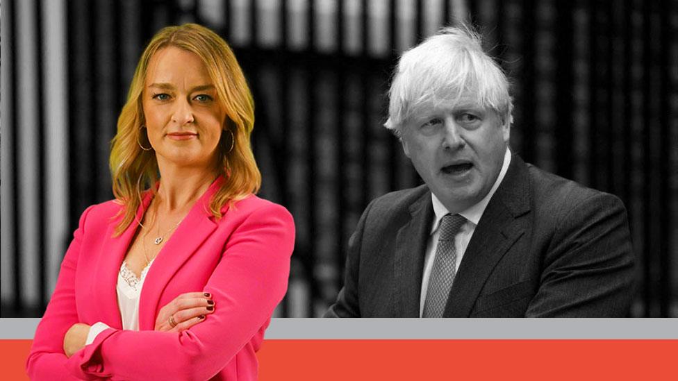 Composite image of Laura Kuenssberg and Boris Johnson