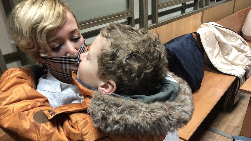 Anastasia Shevchenko in court with son Misha