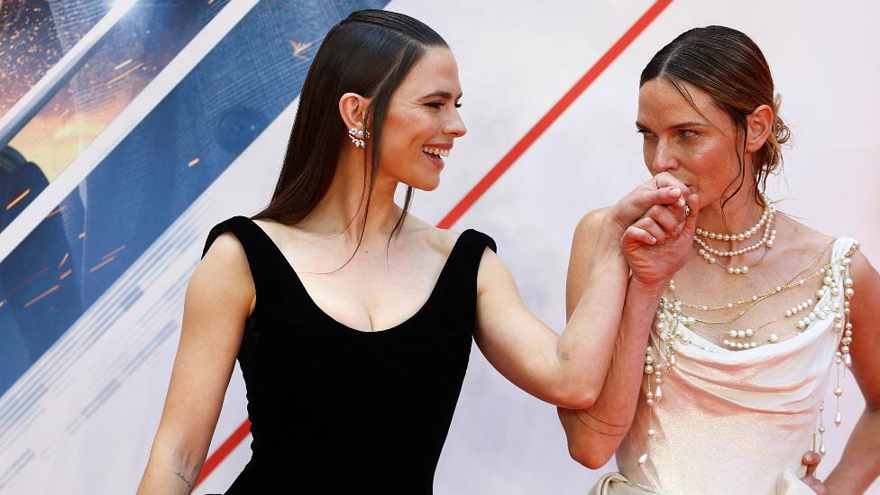 Cast members Hayley Atwell and Rebecca Ferguson attend the U.K. Premiere of 'Mission: Impossible - Dead Reckoning Part One' at the Odeon Luxe, London, Britain, June 22, 2023.