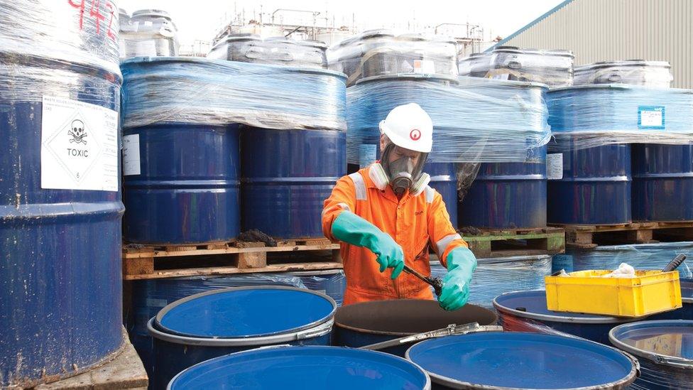 Man handling waste from Rothera research station