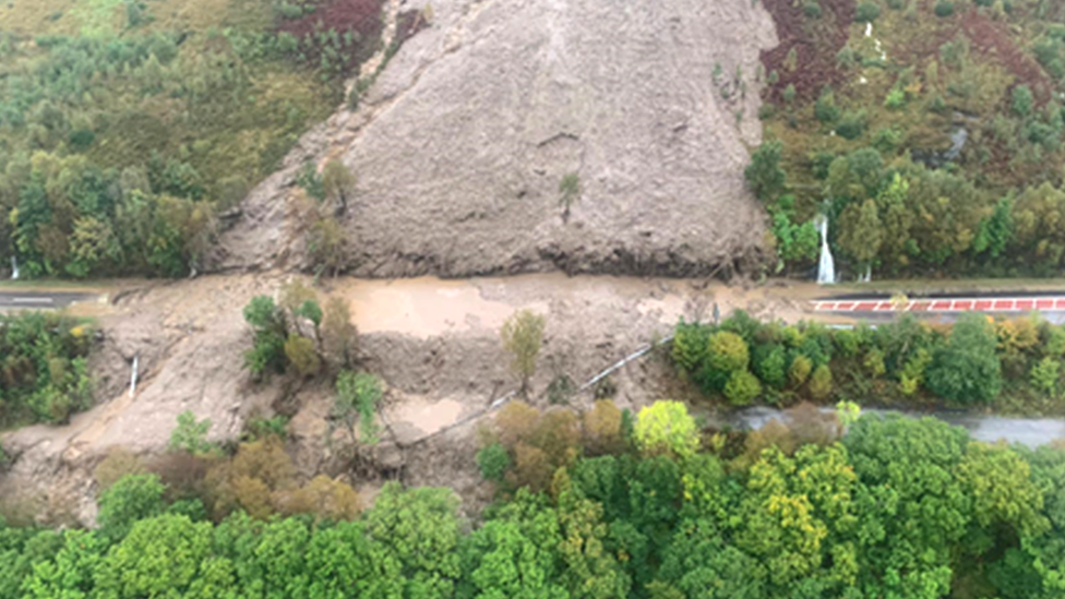 Landslip on the A83