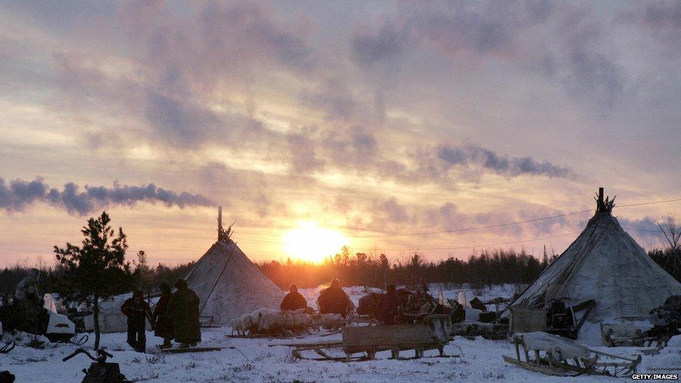 Yurts in a Siberian village