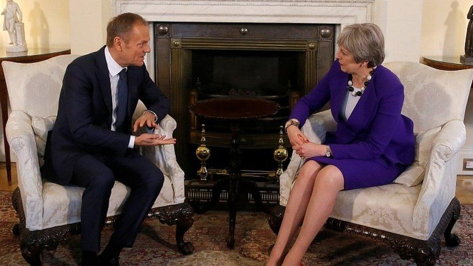 Donald Tusk and Theresa May in Downing Street