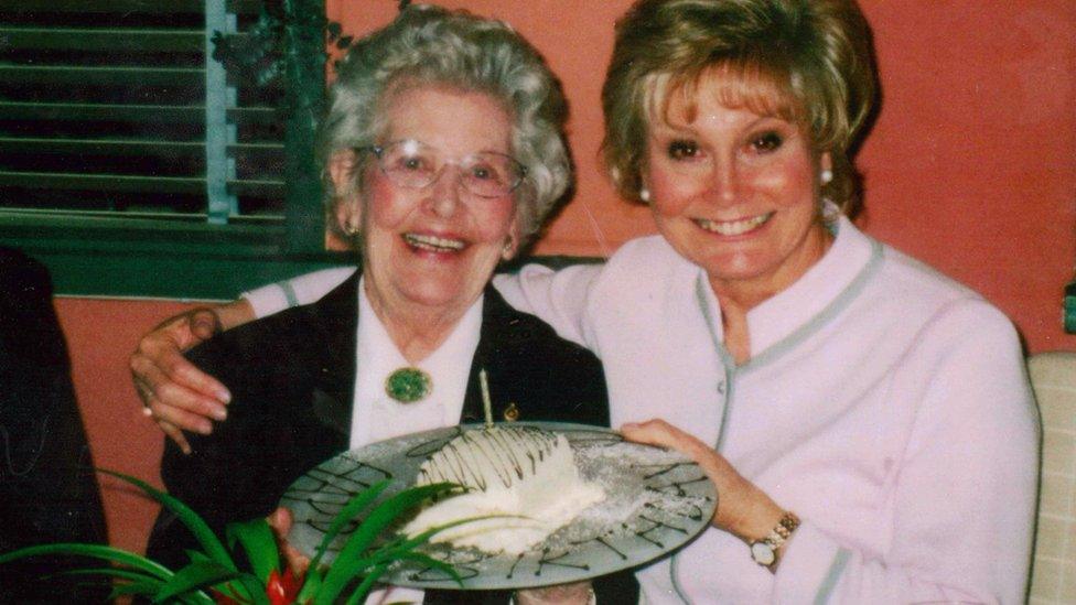 Angela Rippon with her mother Edna on her 84th birthday in 2004