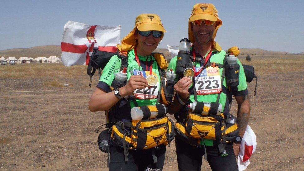 Gillian Cordner and Gary Connolly during the Marathon des Sables