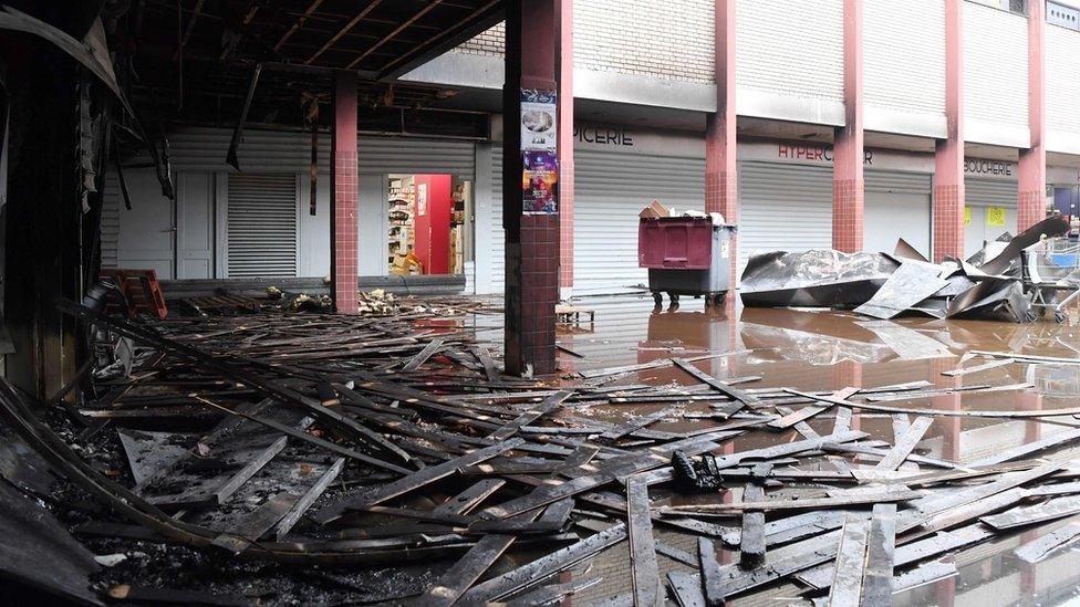 Promo & Destock store, a French kosher grocery store in Creteil, south of Paris, after it was destroyed in an arson attack