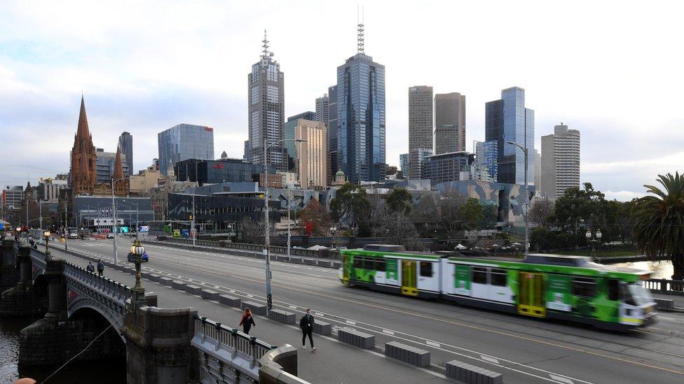 A deserted Melbourne cityscape