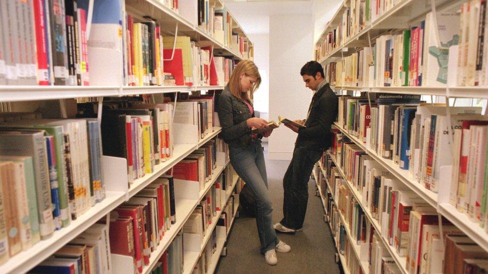 Students in library