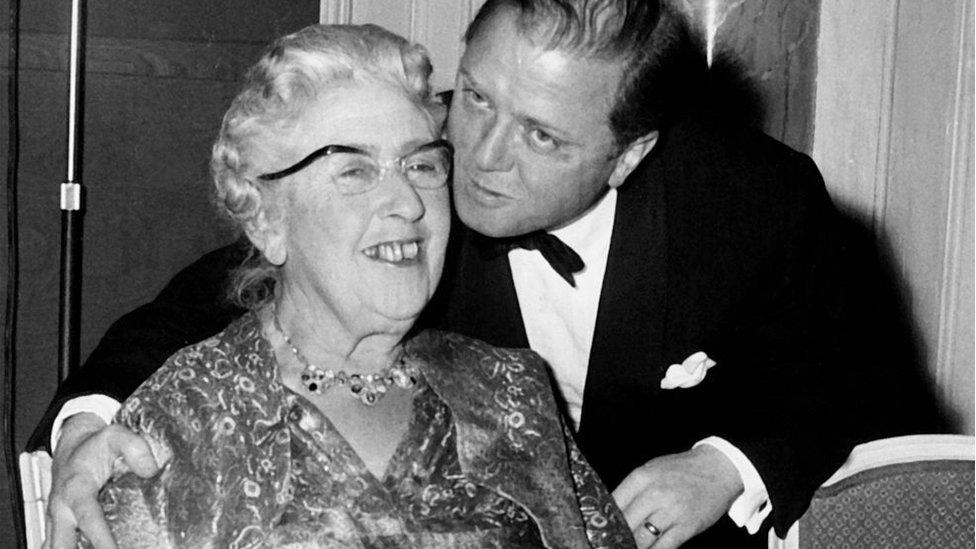 Agatha Christie with Richard Attenborough at the 10th anniversary of the play Mousetrap. 25th November 1962. (Photo by Daily Herald/Mirrorpix via Getty