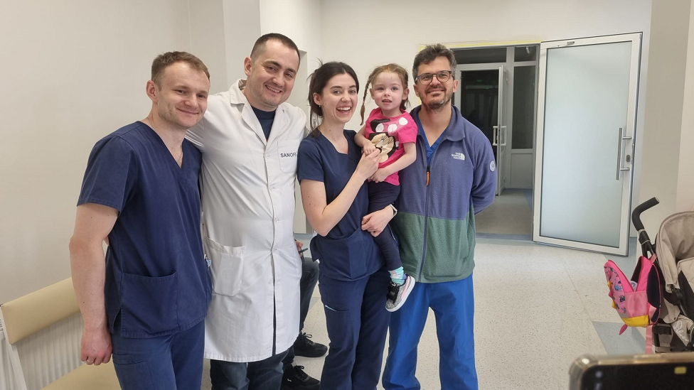 Rachel with some of the team at St Nicholas Children's Hospital in Lviv