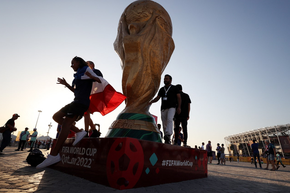 Fans outside the stadium before France v Denmark