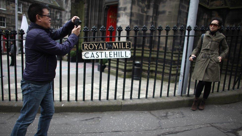 Tourists in Edinburgh