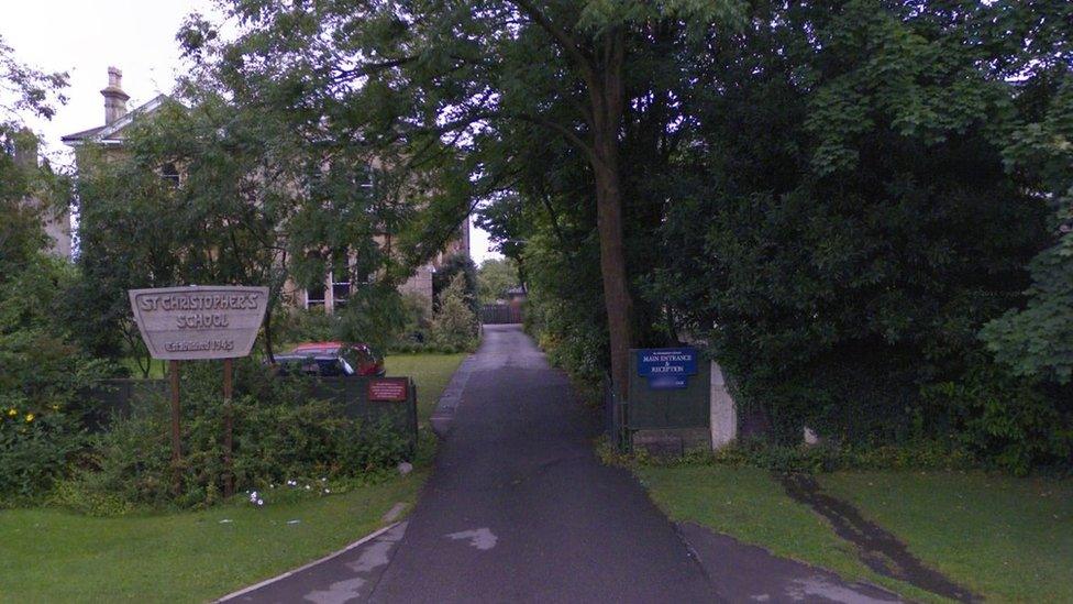 St Christopher's School, Westbury Park, Bristol seen through a small group of trees