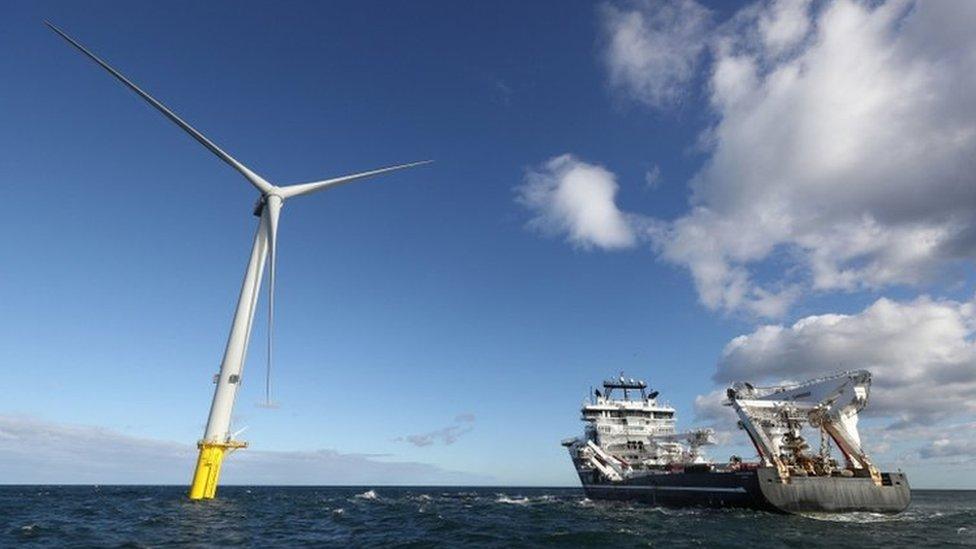 Cables being laid at an offshore wind farm