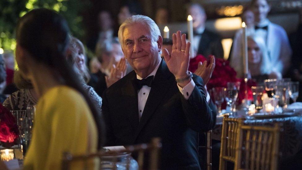 Rex Tillerson at a Washington DC dinner in January aimed at meeting foreign diplomats before he took over as secretary of state