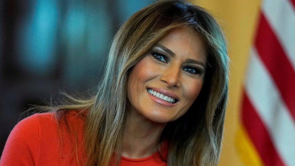 US First Lady Melania Trump during a listening session with students at the White House in Washington, April 9, 2018.