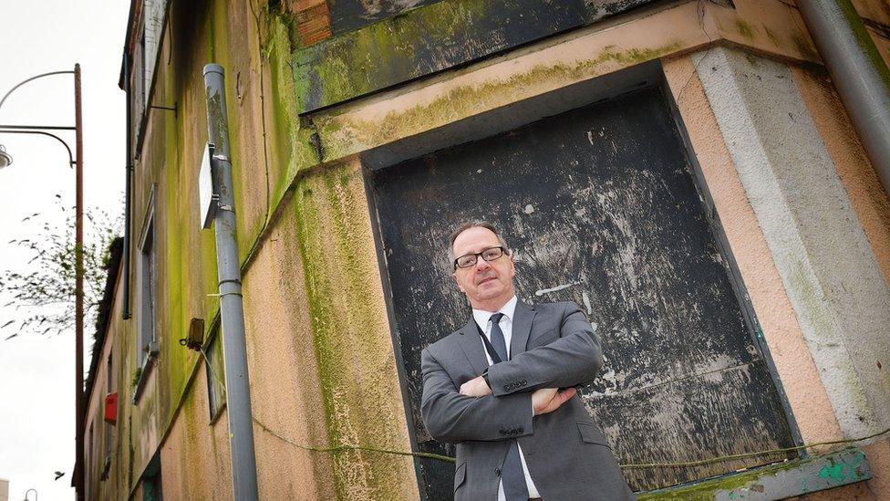 Councillor Emlyn Dole outside the former Circles nightclub on Park Street, Llanelli