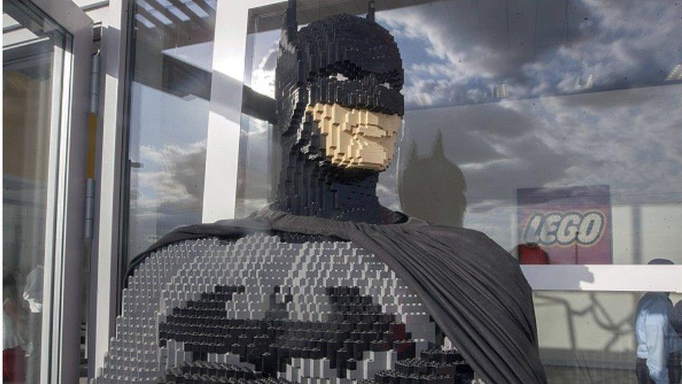 A figure made with bricks is seen outside the Lego company in Monterrey, Mexico on 21 October 2015