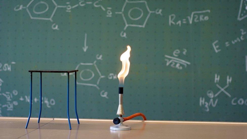 Bunsen burner in classroom