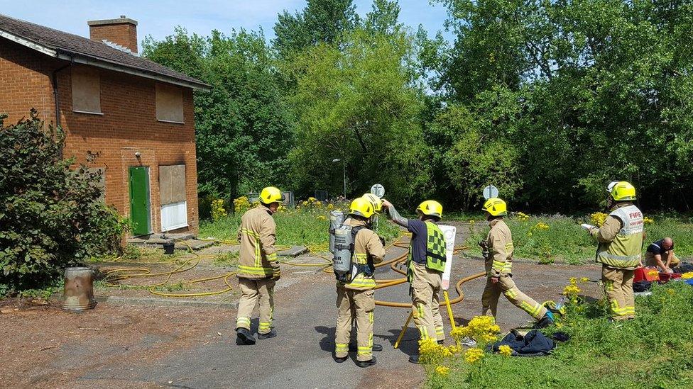 Hertfordshire Fire and Rescue Service officers on a training exercise