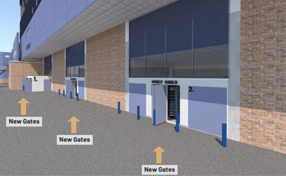 An artist's impression of the turnstiles at Portman Road, Ipswich