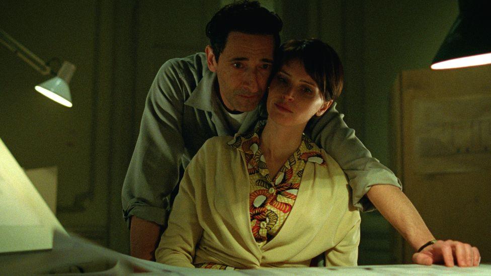 Adrien Brody and Felicity Jones in The Brutalist